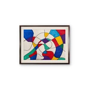 Original Art 14x11  Expressionism Abstract on Paper Primary Colors Mixed Up